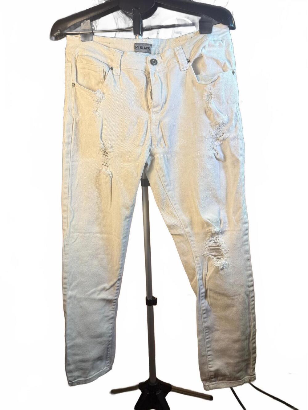 White Distressed Skinny Jeans sz